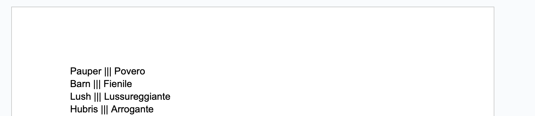Google Doc vocabulary format